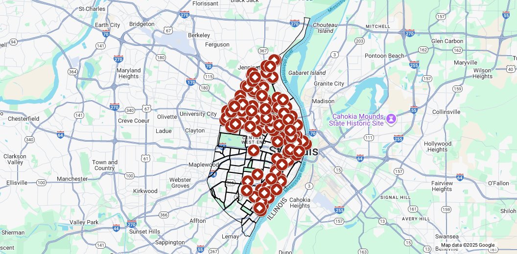 mappingSTL's tweet card. St. Louis Homicides 2017
