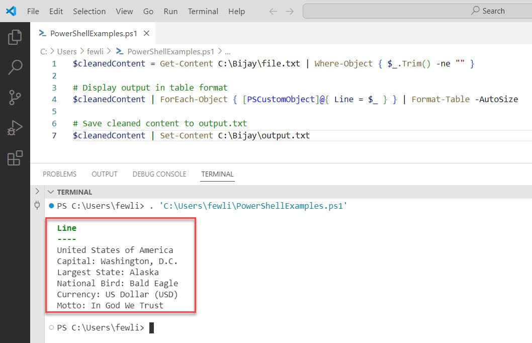PowerShellFAQs's tweet card. Clean up your PowerShell Format-Table output by removing blank lines easily. Follow our step-by-step guide for streamlined scripts and clearer data. Read now!