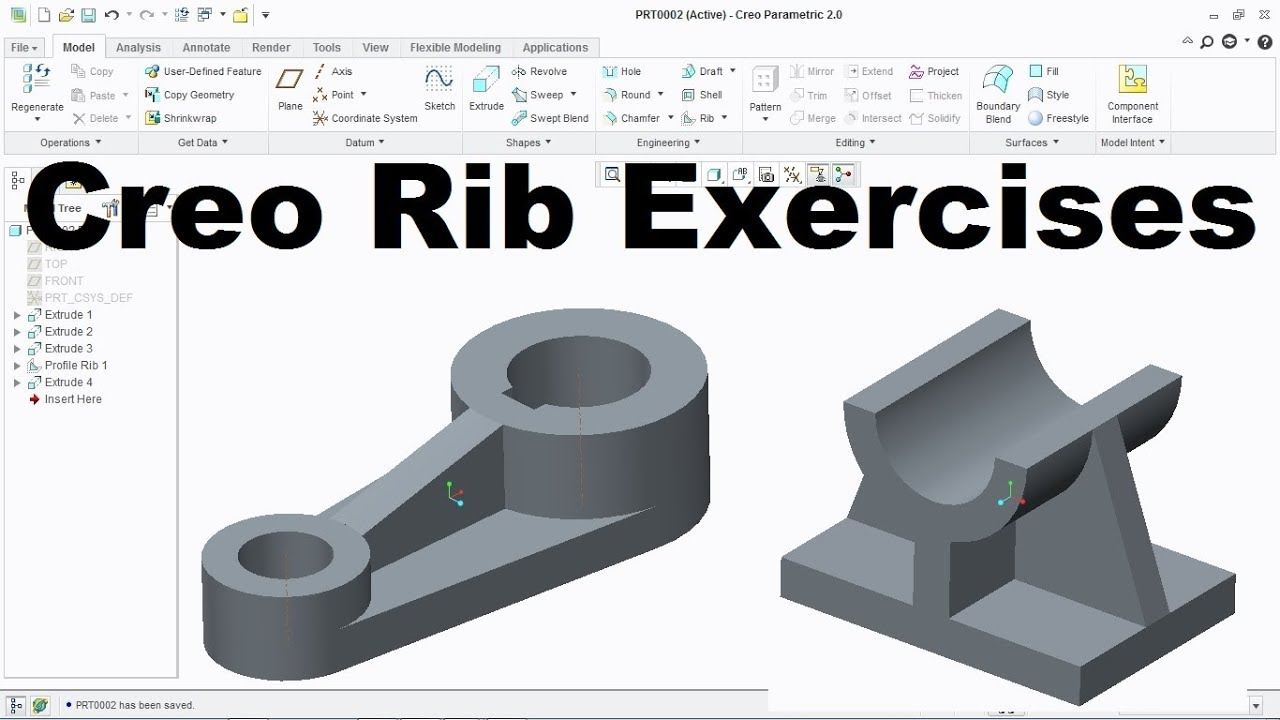 CADCAMTutorials's tweet card. Creo Part Modelling Tutorial | Creo Practice Exercises - 5