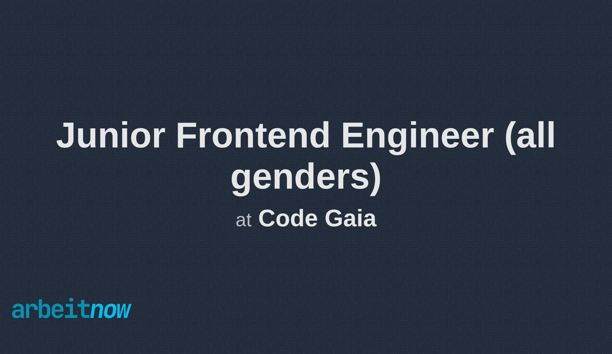 arbeitnow's tweet card. Code Gaia is hiring a Junior Frontend Engineer all genders in Munich. Apply now on Arbeitnow.