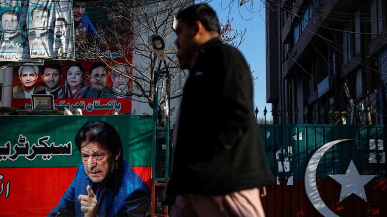 SkyNews's tweet card. Nawaz Sharif and jailed Imran Khan have both claimed victory after the country's parliamentary election. Whoever ends up running the government has a massive challenge on their hands, Cordelia Lynch...