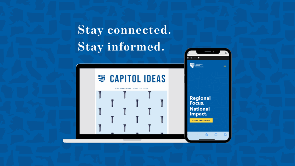 CSGovts's tweet card. Your Front Row Seat to State Policy