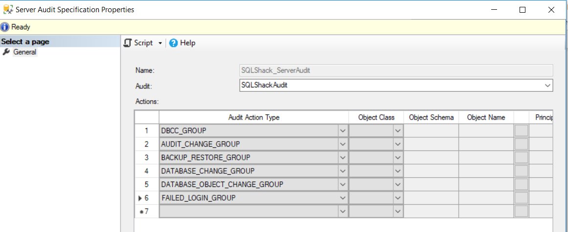 SQLShack's tweet card. In this article, we will show how to use the SQL Server Audit feature to track, log and review the different operations performed at both the SQL Server and the database levels.