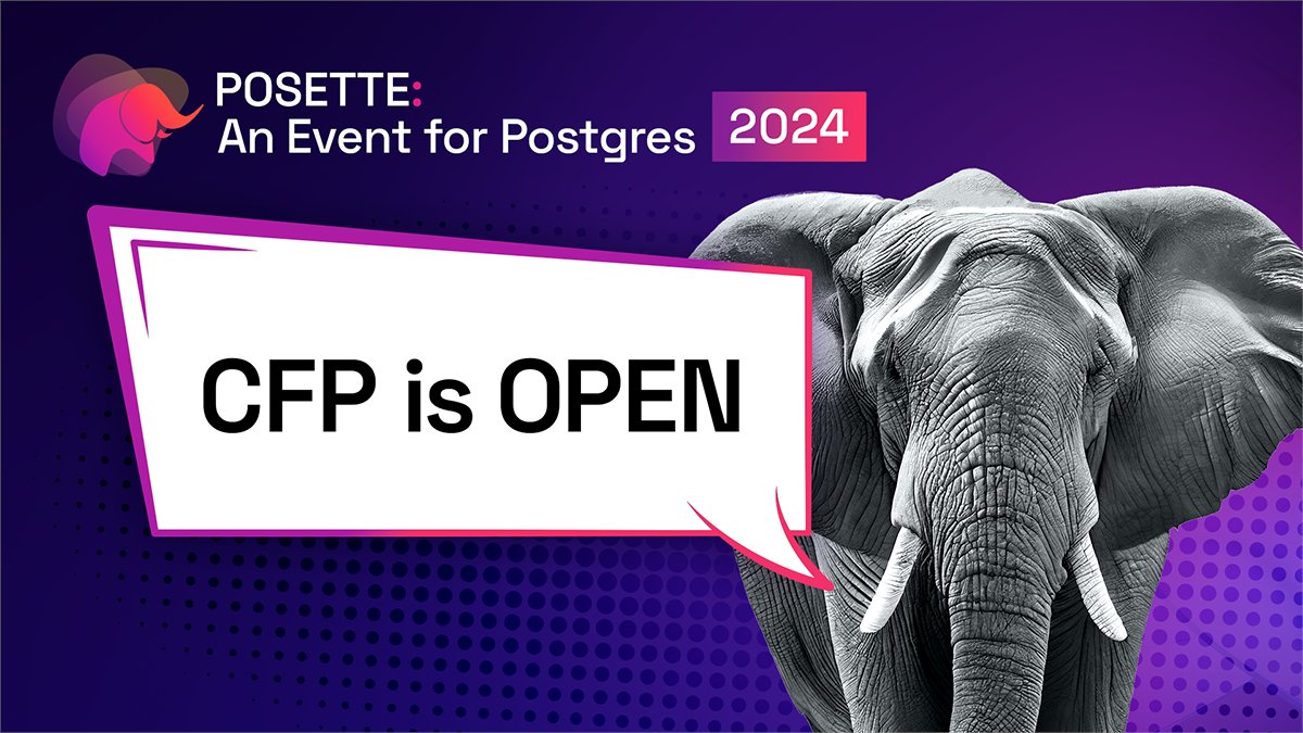 clairegiordano's tweet card. Call for Proposals (CFP) is open til Sun Apr 7 at 11:59pm PDT for POSETTE: An Event for Postgres, a free & virtual event. What’s your Postgres story?...