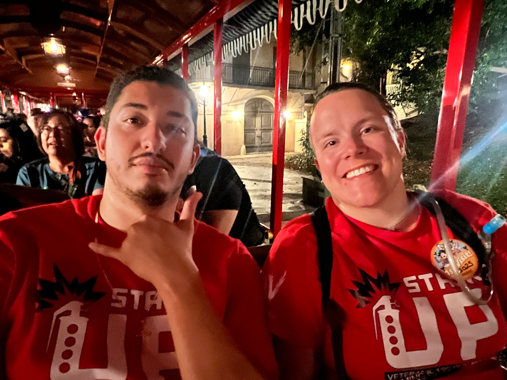 StackUpDotOrg's tweet card. Army Veteran Bio19k and Royal Canadian Air Force servicemember PixelDee joined their sponsor Angry Vet Gaming for an Air Assault trip to Phalanx House in Los Angeles, California.