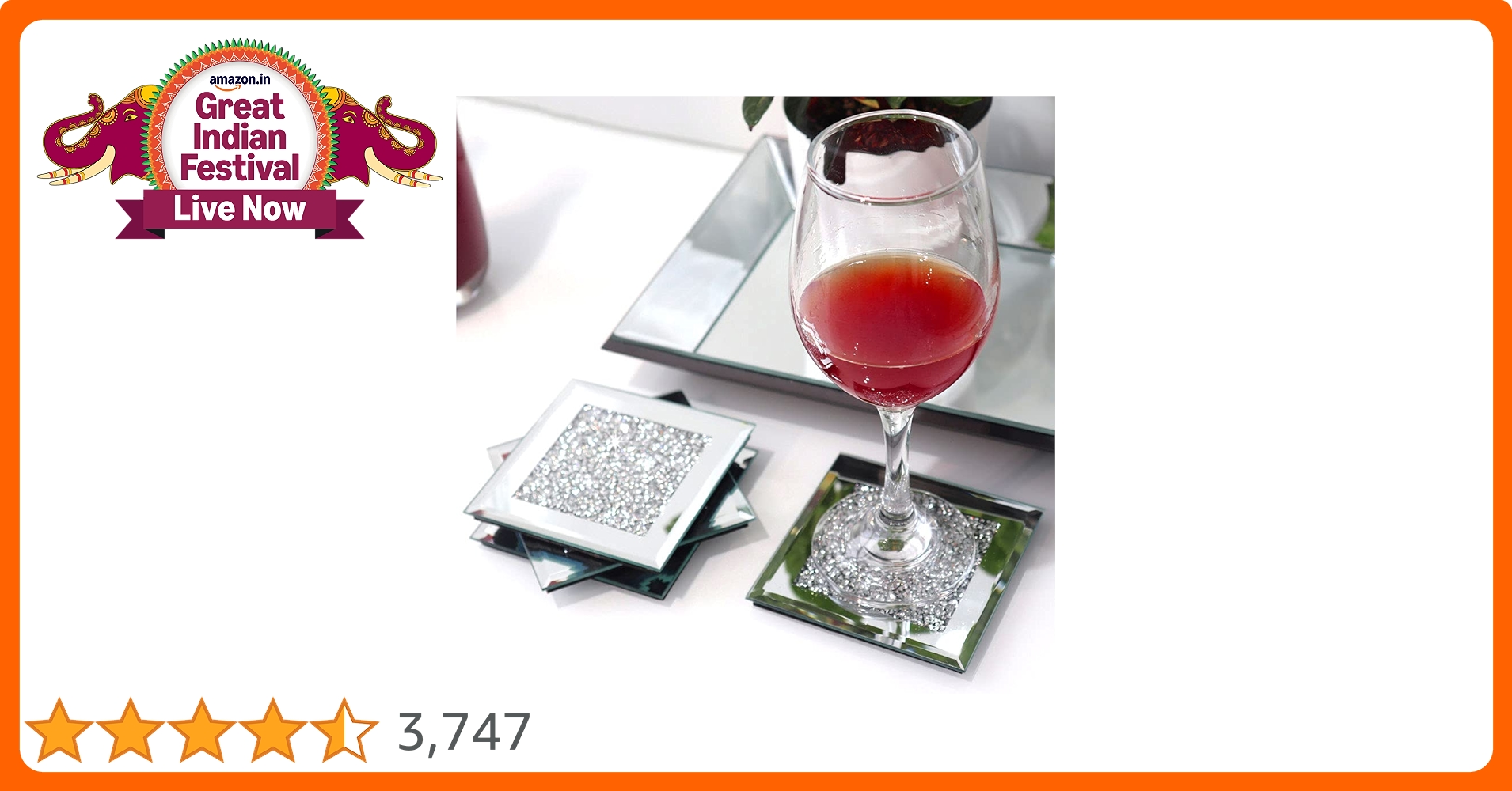 DealsinIND's tweet card. GIMORRTO Glass Mirrored Coaster 4 Set 4 x 4 inch, Crashed Diamond Square/Round Cup Mat Decor on Tabletop for Restaurant Kitchen bar Dining Table. GIMORRTO 4 crushed diamond mirror coasters inject...