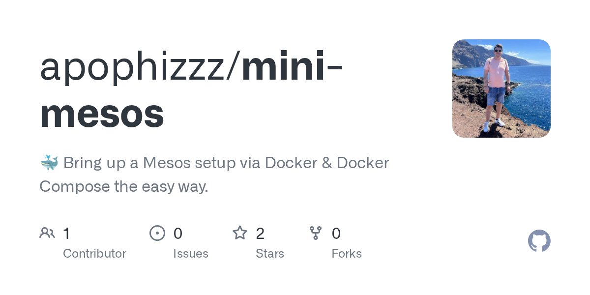 Apophizzz's tweet card. :whale: Bring up a Mesos setup via Docker & Docker Compose the easy way. - apophizzz/mini-mesos