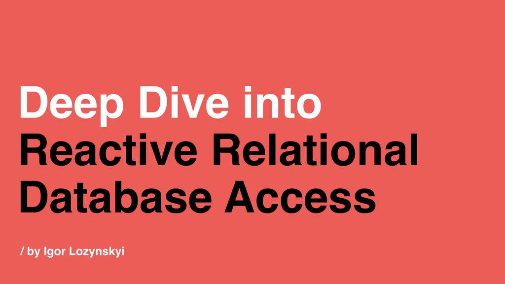 siromaha's tweet card. R2DBC as a reactive API for data access in SQL databases. Presented at Java Day Odesa 2019 by Igor Lozynskyi. Why reactive, why R2DBC? How to build…