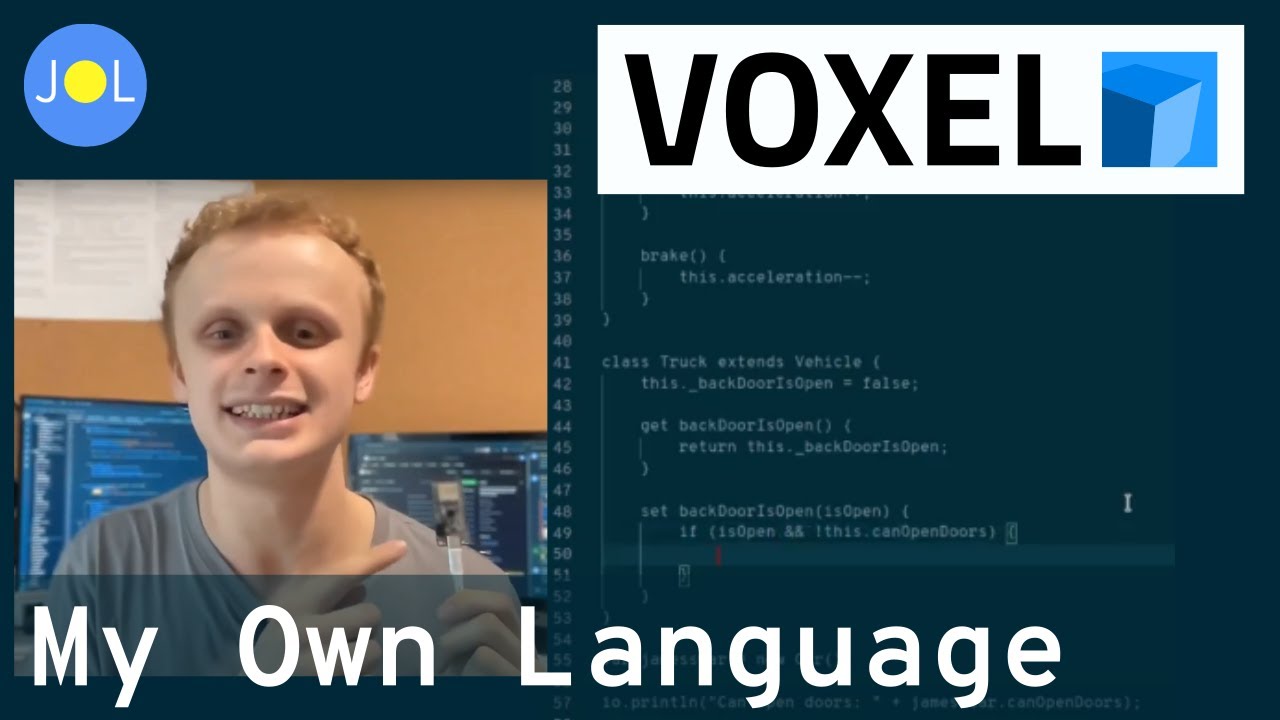 jthecoder's tweet card. I Made a Programming Language (Voxel)