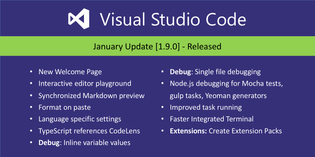 ibdknox's tweet card. See what is new in the Visual Studio Code January 2017 Release (1.9)