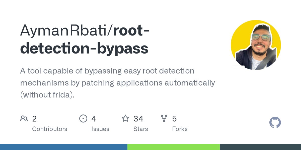 gopalsamy_ru's tweet card. A tool capable of bypassing easy root detection mechanisms by patching applications automatically (without frida). - AymanRbati/root-detection-bypass