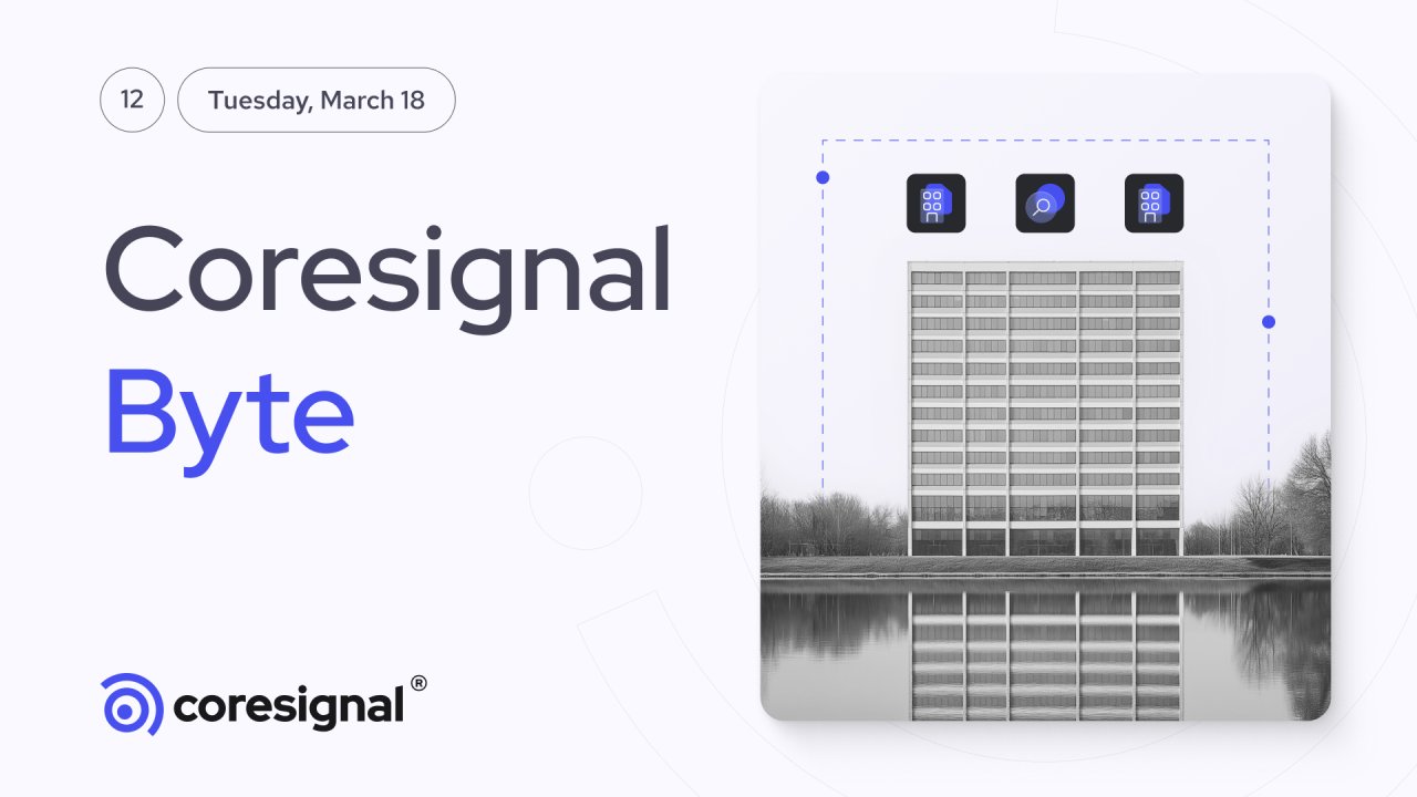 CoresignalHQ's tweet card. Welcome to Coresignal Byte—your monthly dose of insights on how to best leverage public web data for investing, talent intelligence, sales tech, and beyond. Whether you've been with us for a while or...