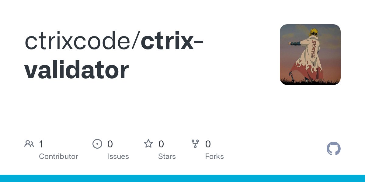 Ctrixdev's tweet card. Contribute to ctrixcode/ctrix-validator development by creating an account on GitHub.