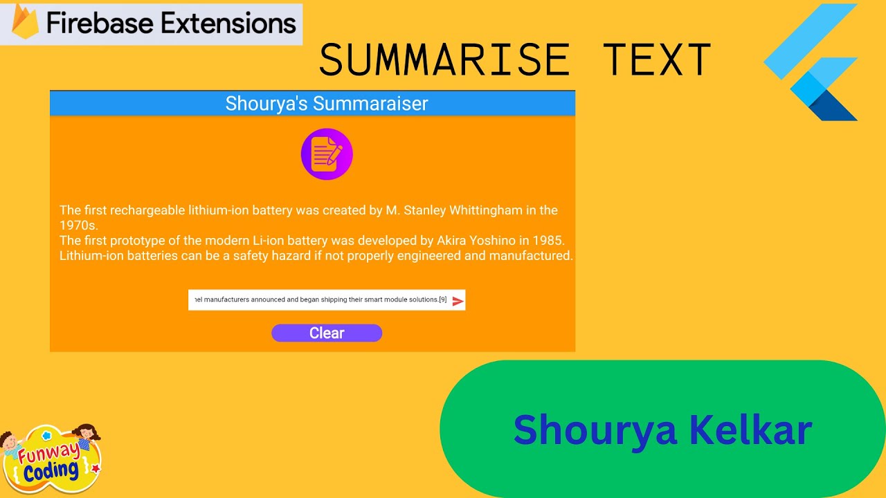 funwaycoding's tweet card. Firebase Summarise text extension walk-through