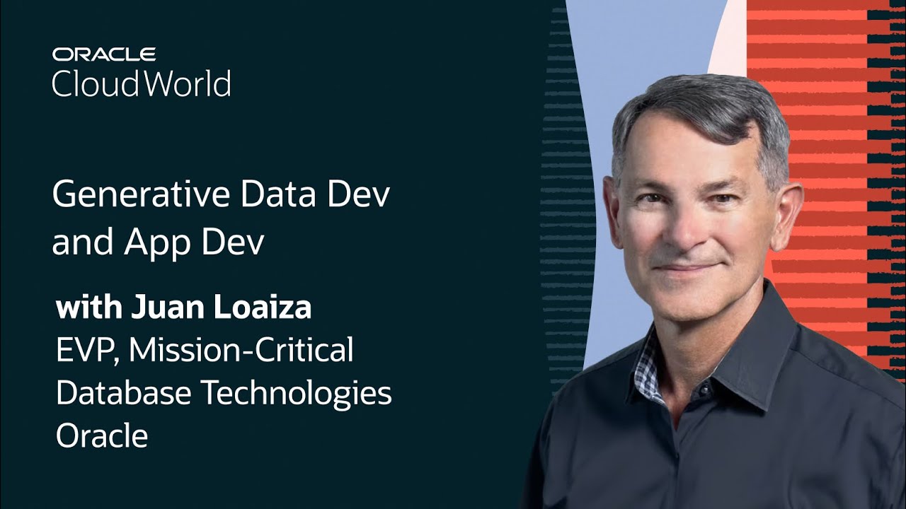 thatjeffsmith's tweet card. Juan Loaiza Keynote on Generative Data Dev and App Dev: Oracle...