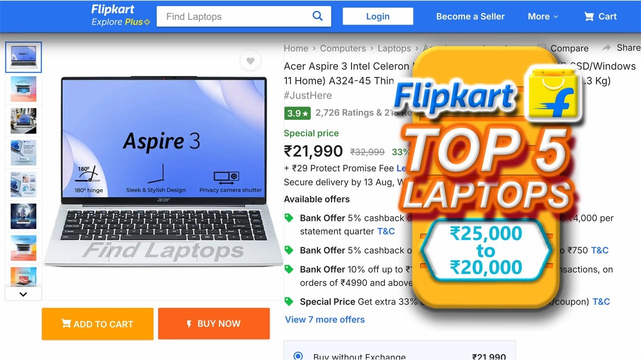 codeurselftech's tweet card. ⚡Flipkart⚡ Best laptops under 20000 to 25000 for students, professi...