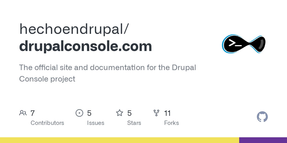 jmolivas's tweet card. The official site and documentation for the Drupal Console project - hechoendrupal/drupalconsole.com