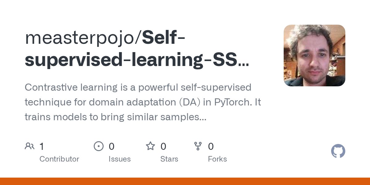 codebro1847's tweet card. Contrastive learning is a powerful self-supervised technique for domain adaptation (DA) in PyTorch. It trains models to bring similar samples (positive pairs) closer and push different samples (neg...