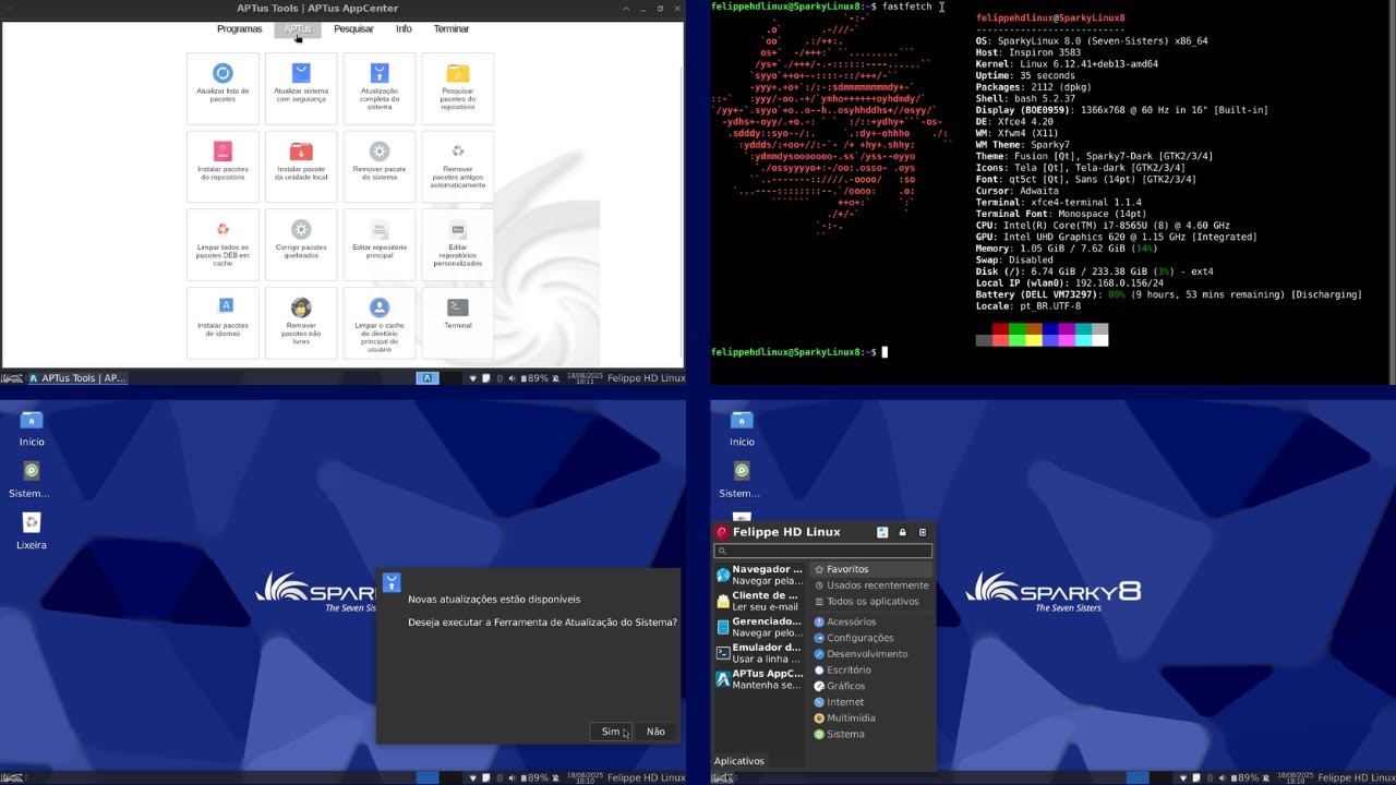 felippehdlinux's tweet card. Review rápida do Sparky Linux 8 "The seven sisters"