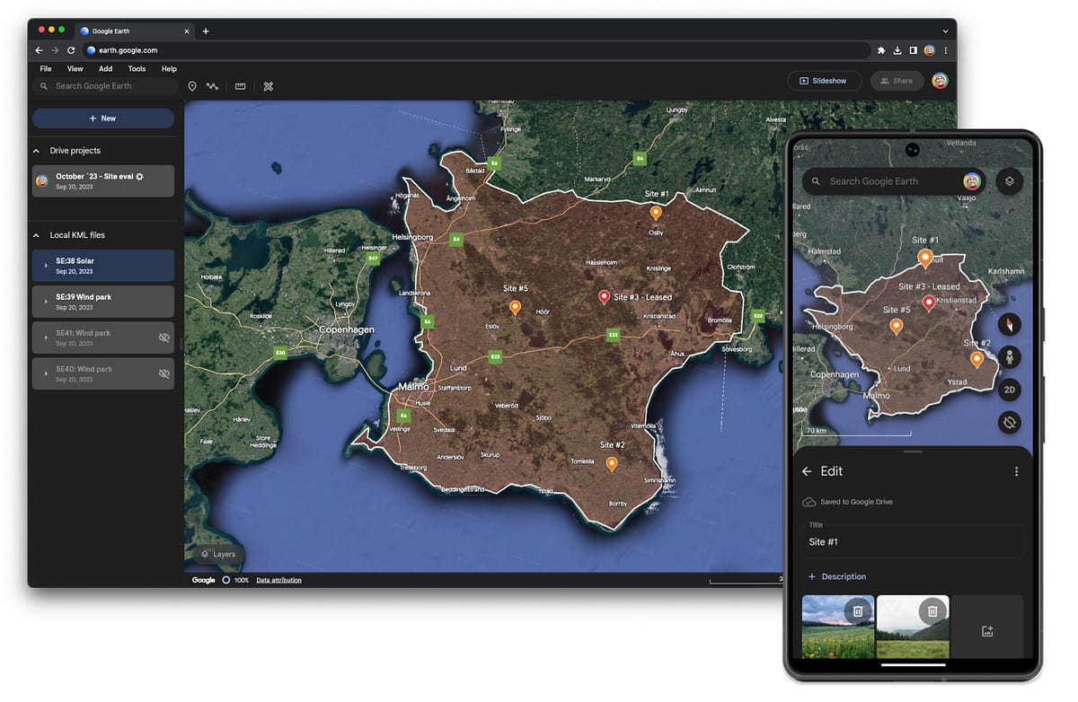 googleearth's tweet card. By Patrik Blohmé, Product Manager, Google Earth