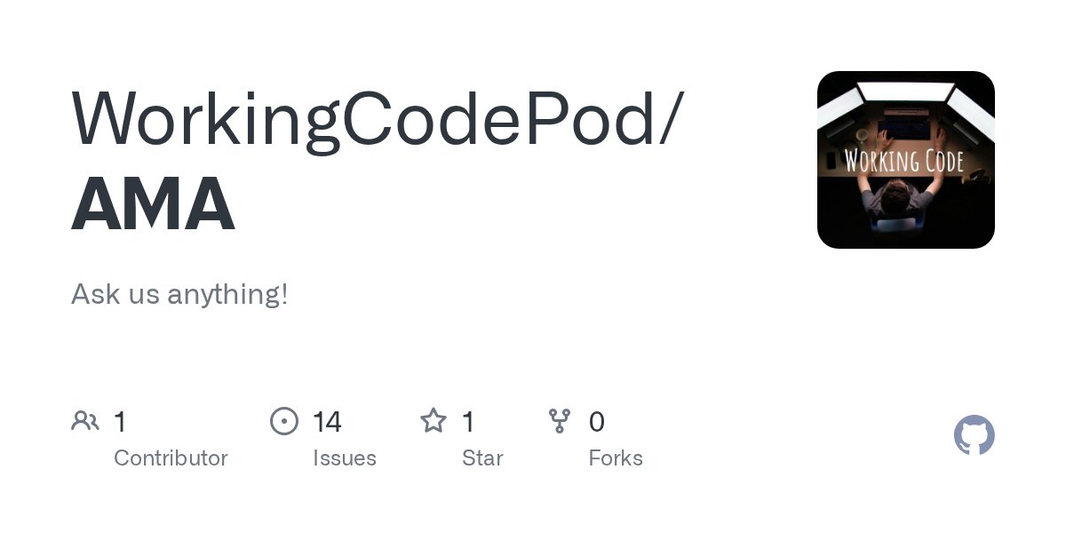 WorkingCodePod's tweet card. Ask us anything! Contribute to WorkingCodePod/AMA development by creating an account on GitHub.