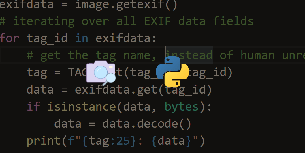 ThePythonCode1's tweet card. Learn how you can extract image metadata such as GPS info, camera make, model and much more using Exchangeable Image file Format (EXIF) in Python with Pillow library.