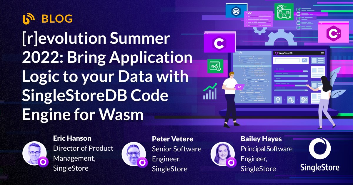 sahil_satpute's tweet card. Adding even more speed to SingleStoreDB, Code Engine — Powered by Wasm greatly reduces the need to move data from your database for simpler, faster development.