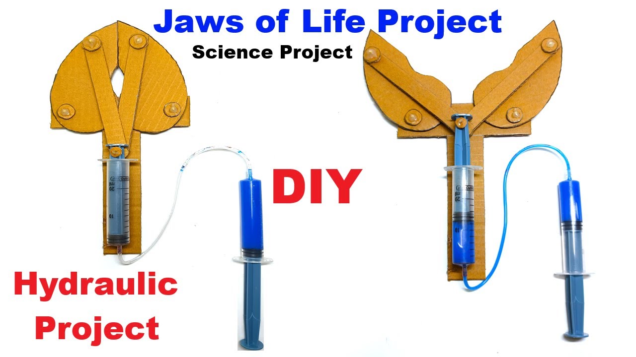 howtofunda's tweet card. jaws of life working model - science project - diy - real life -...