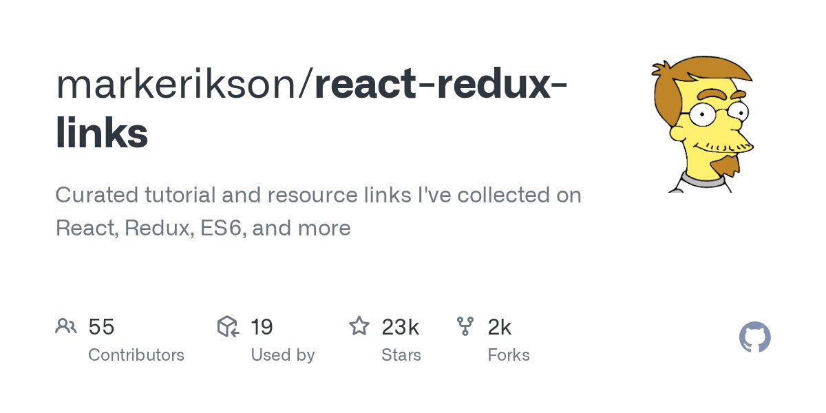 elyktrix's tweet card. Curated tutorial and resource links I've collected on React, Redux, ES6, and more - markerikson/react-redux-links