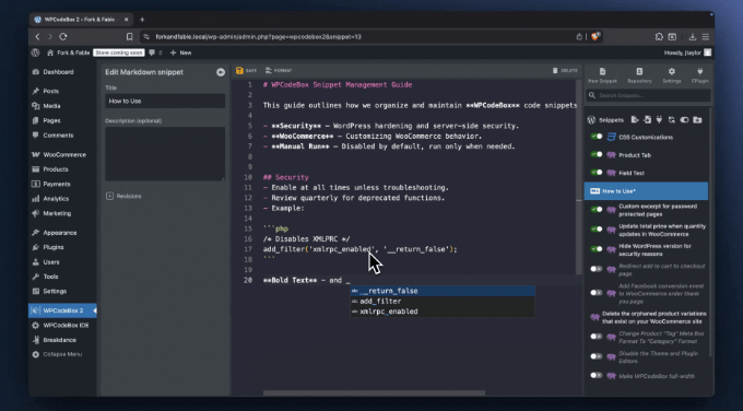 wpnewsio's tweet card. We’re excited to announce that WPCodeBox 2 v1.2 and v1.2.1 is now available. This release introduces Snippet Revisions, Snippet URLs, Exporting and Importing Snippets, and so much more!