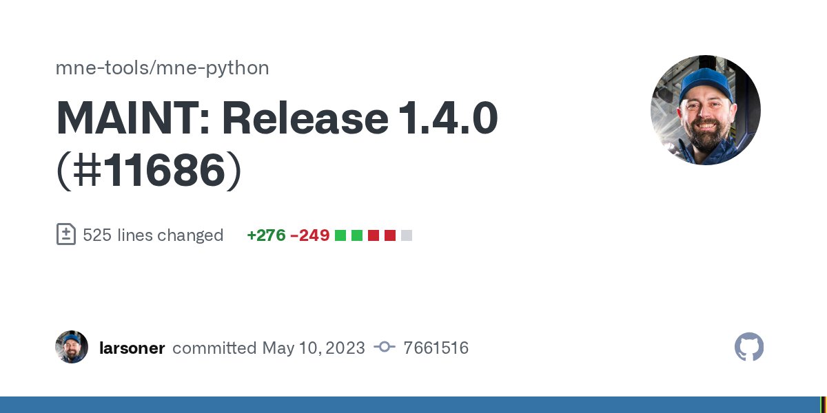 mne_python's tweet card. MAINT: Release 1.4.0 (#11686) · mne-tools/mne-python@7661516