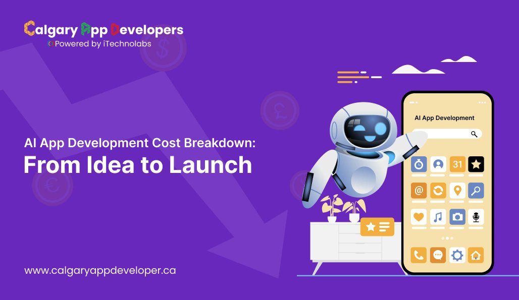 AppCalgary's tweet card. Discover the true AI app development cost in 2025. Learn pricing factors, features, tech stack & tips to build scalable AI-powered apps for startups & enterprises.