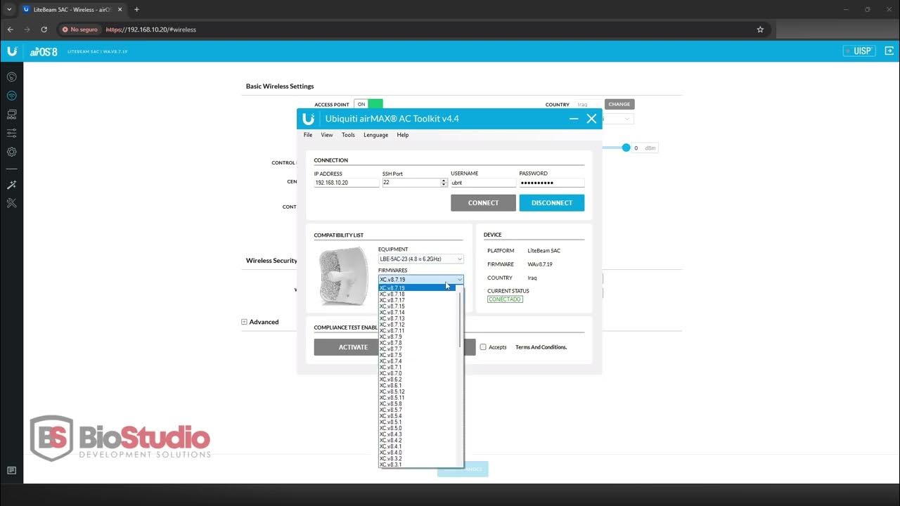 BioStudioCorp's tweet card. Ubiquiti airMAX® AC Toolkit v4.4 for PC | Firmware v8.7.19 | Compli...
