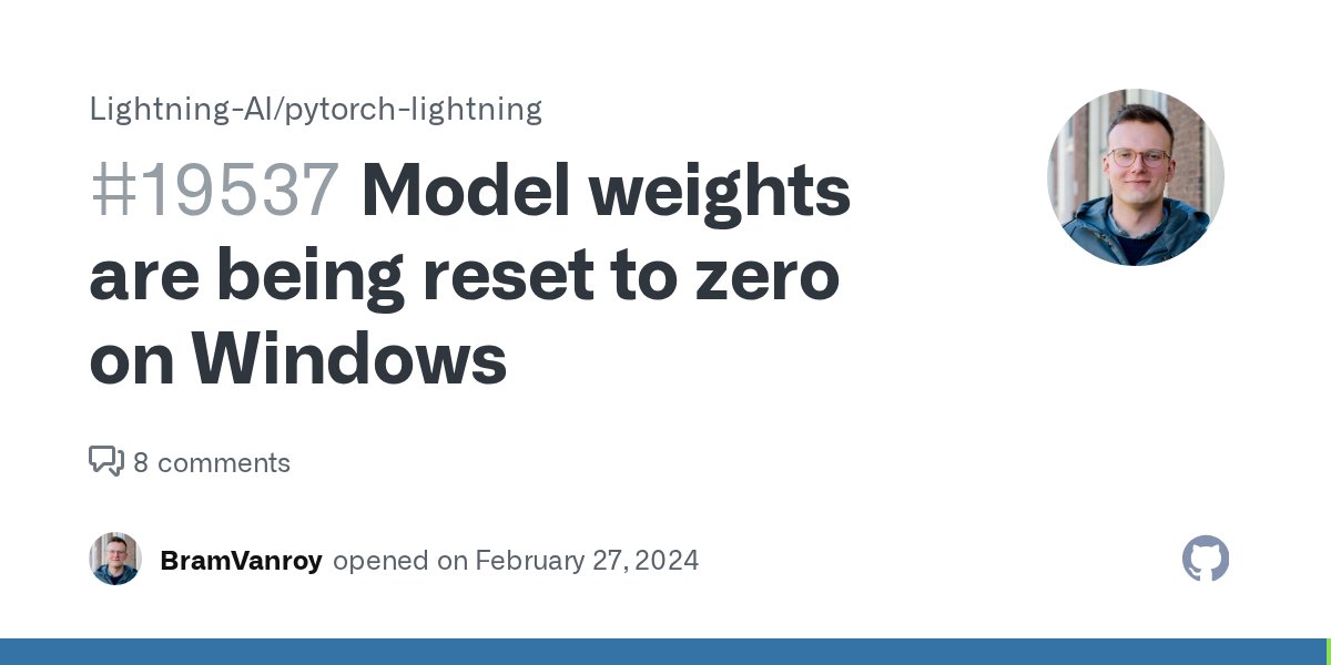 BramVanroy's tweet card. Bug description In the highly popular evaluation metric for machine translation, COMET, an issue has been raised where on Windows the predictions are always zero. I can confirm this with a new env ...
