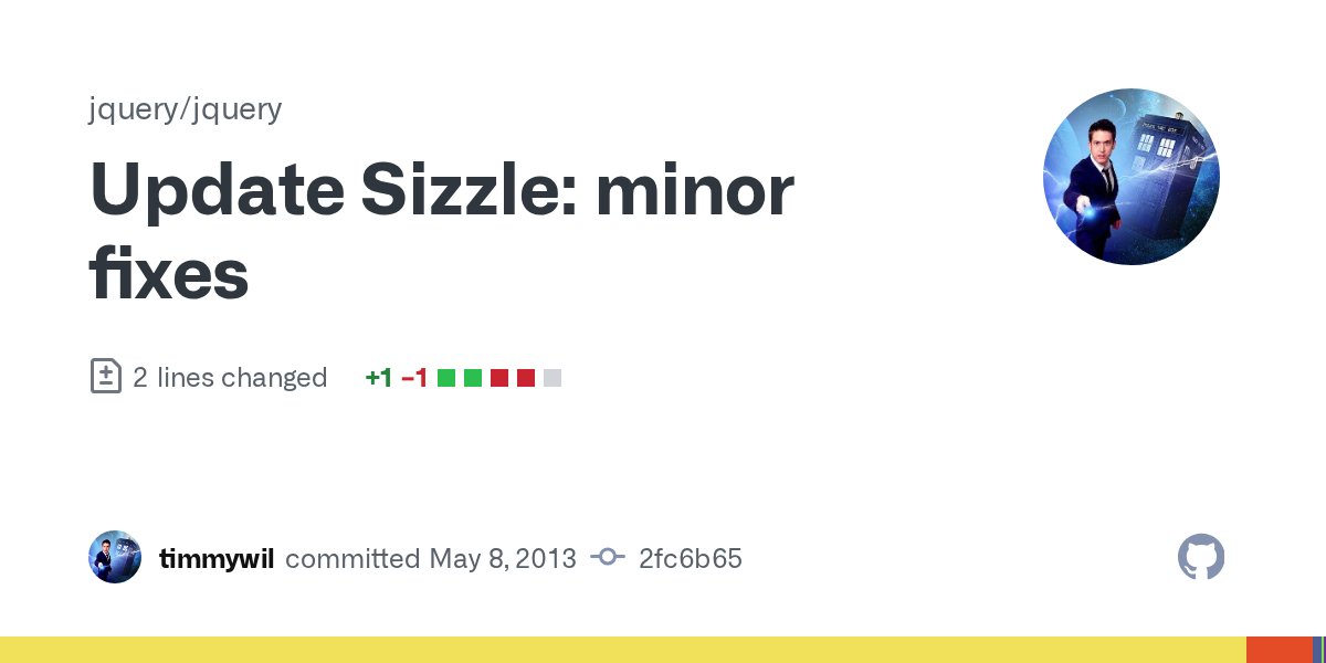 jquerycommits's tweet card. Update Sizzle: minor fixes · jquery/jquery@2fc6b65
