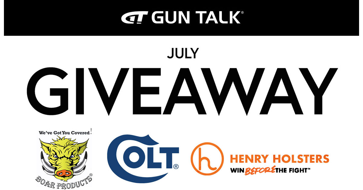 Wink_Meister's tweet card. Prizes from Boar Products, Colt, and Henry Holsters. Enter through July 31, 2025.