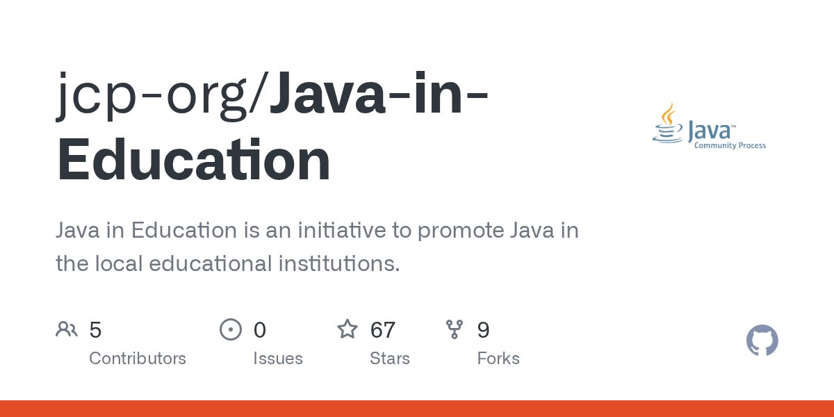 jcp_org's tweet card. Java in Education is an initiative to promote Java in the local educational institutions. - jcp-org/Java-in-Education