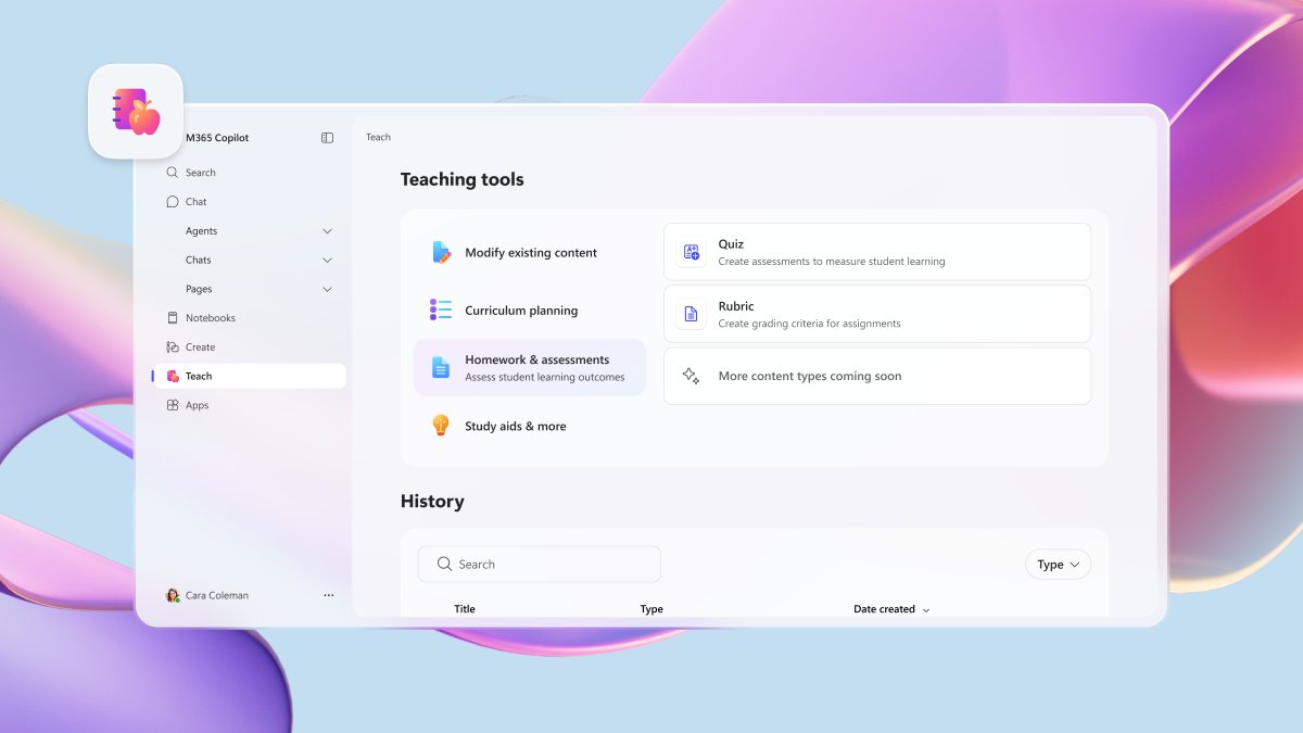 ClassTechTips's tweet card. Explore new AI-powered experiences at no additional cost for educators and students—plus an academic offering for Microsoft 365 Copilot.