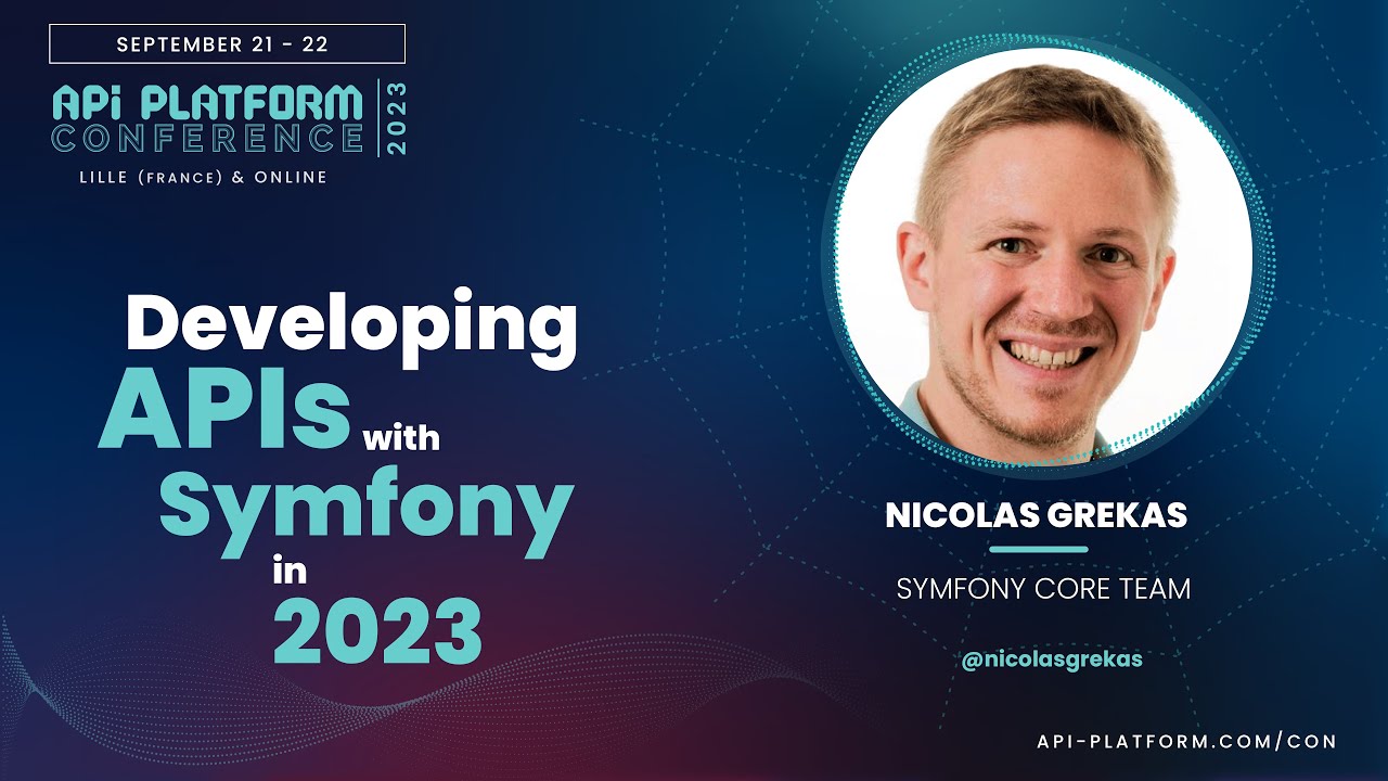 SmaineDev's tweet card. API Platform Conference 2023 - Nicolas Grekas - Developing APIs with...
