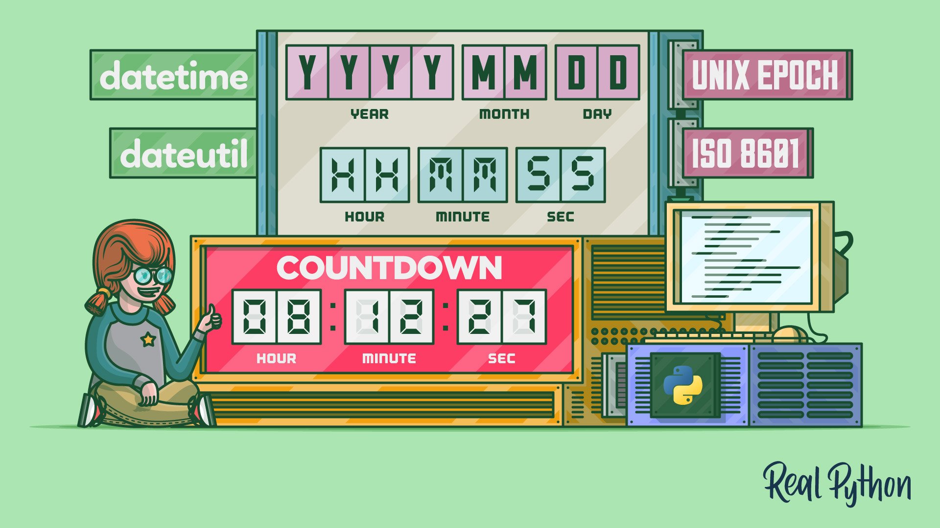 JOSEPEREZJR01's tweet card. Welcome to Using Python’s datetime. My name is Christopher, and I will be your guide. This course gives an introduction to the messy world of managing dates and times in software. As the title...