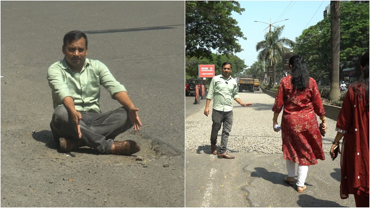 fpjindia's tweet card. Navi Mumbai News: Kharghar Residents Halt PCMC Roadwork, Demand Permanent Fix To Pothole Woes