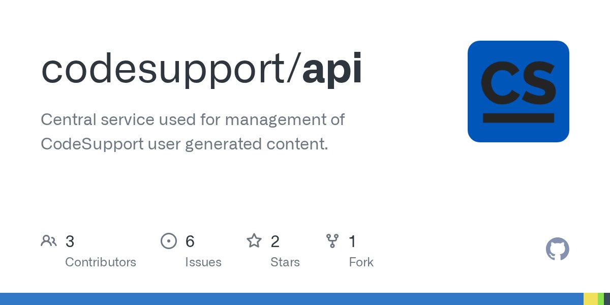 codesupportdev's tweet card. Central service used for management of CodeSupport user generated content. - codesupport/api
