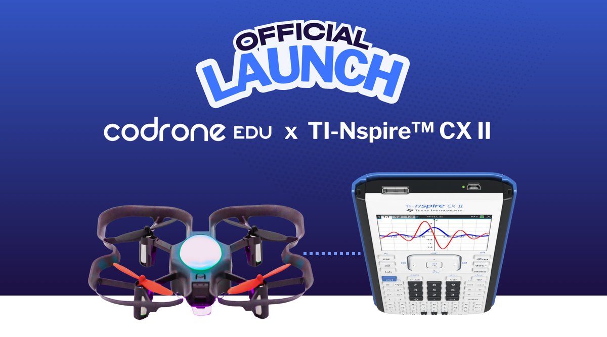 Robolinkinc's tweet card. Robolink and Texas Instruments have teamed up to let students program CoDrone EDU directly from TI-Nspire CX II graphing calculators. Discover how this collaboration expands STEM and CTE career...