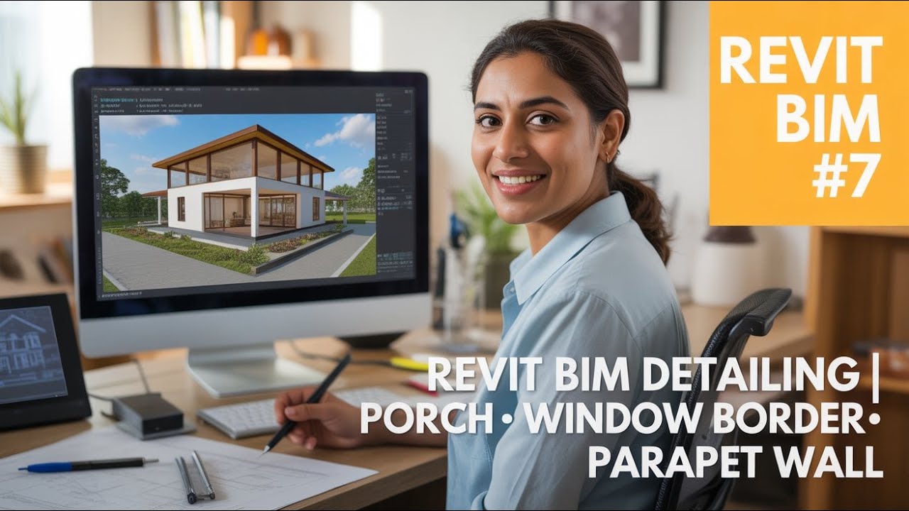 CIVILTutorials's tweet card. Revit BIM Series | Create Porch, Window Border & Parapet Wall |...