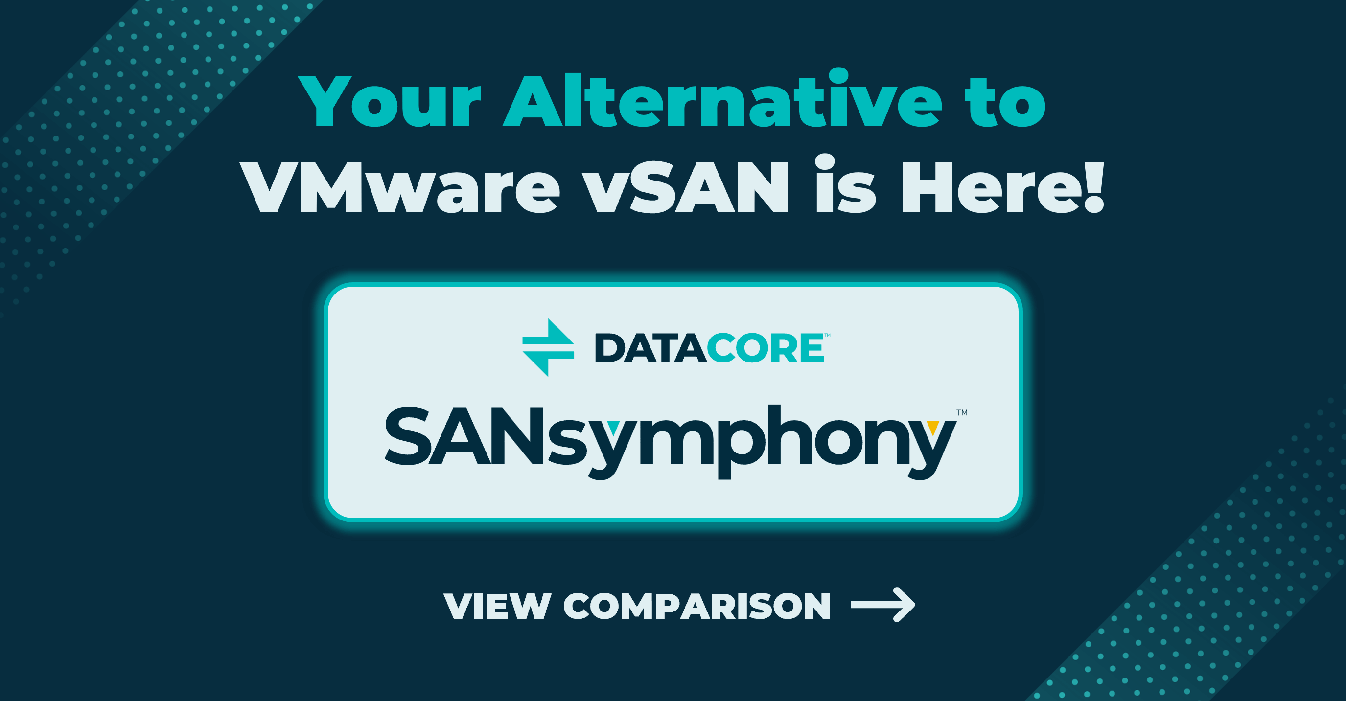 DataCore's tweet card. Discover DataCore SANsymphony as a top VMware vSAN alternative. Try it free today!