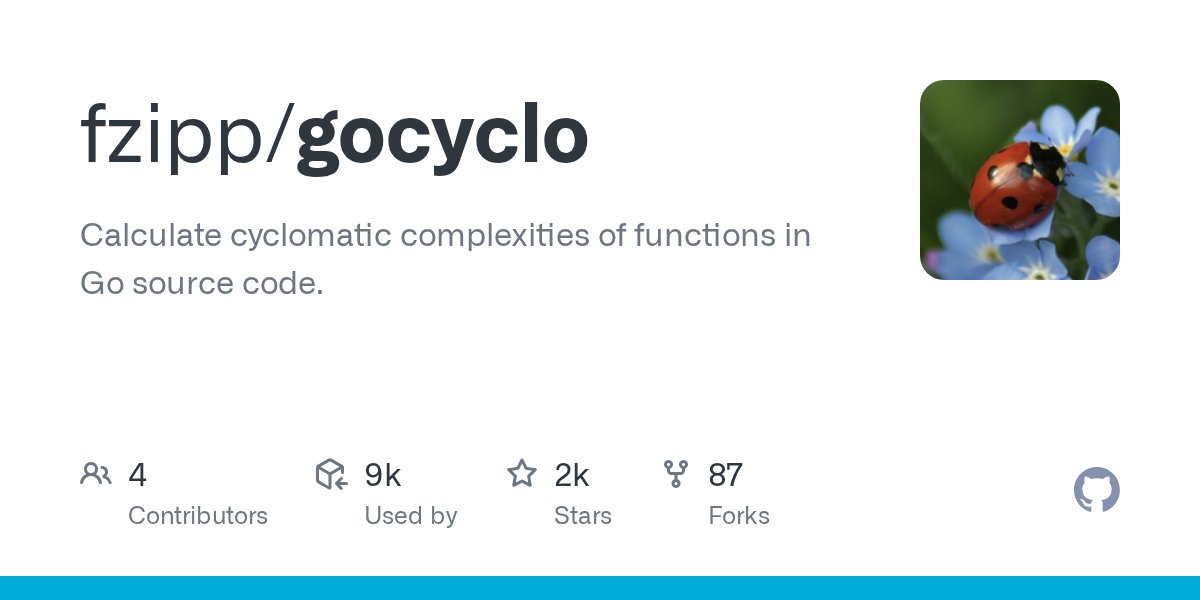 golangnews's tweet card. Calculate cyclomatic complexities of functions in Go source code. - fzipp/gocyclo