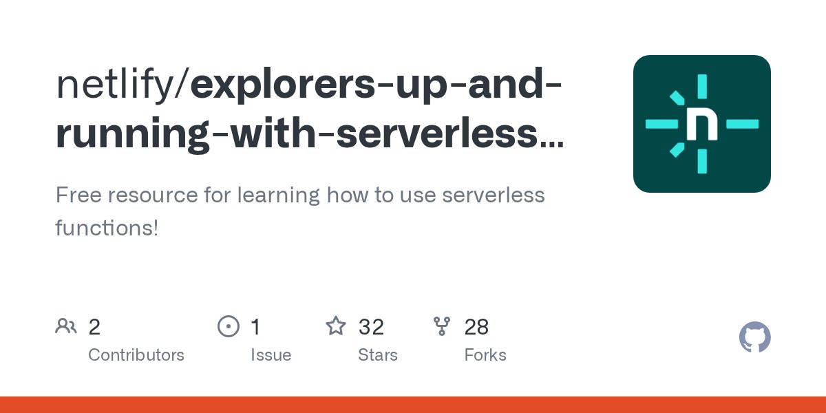 vikrantaroraa's tweet card. Free resource for learning how to use serverless functions! - netlify/explorers-up-and-running-with-serverless-functions
