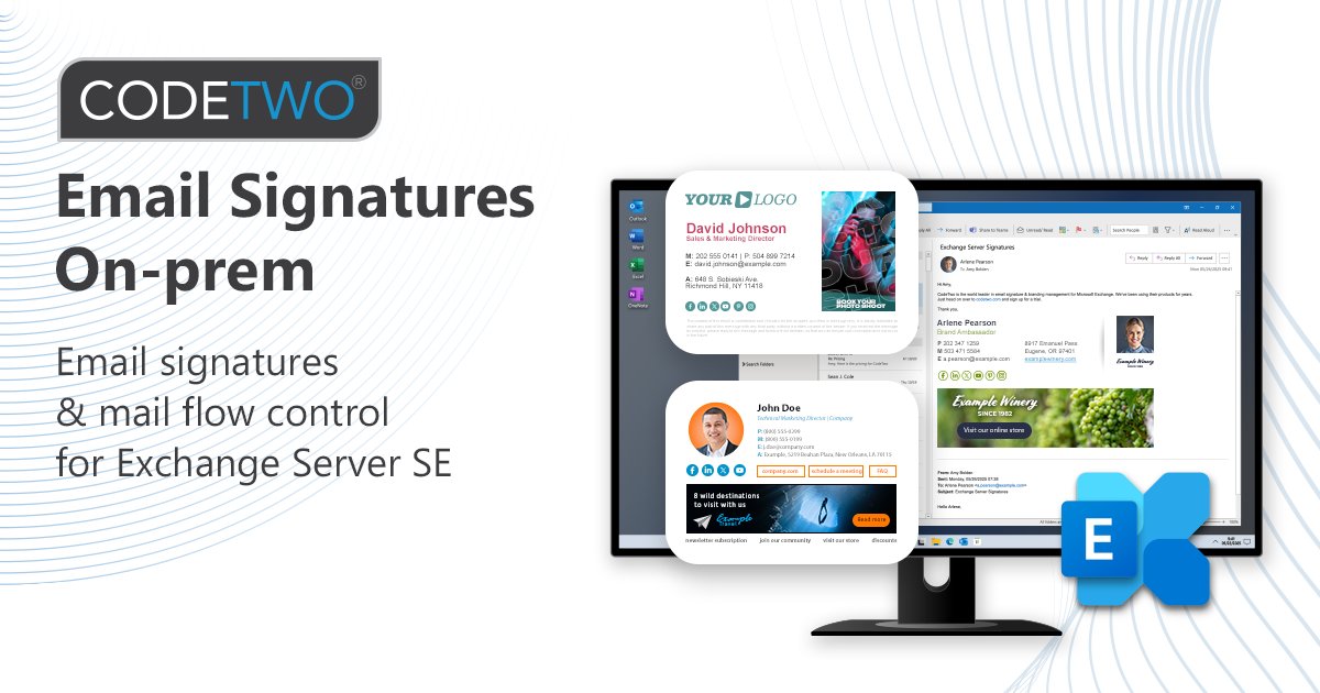 CodeTwoSoftware's tweet card. Company-wide email signatures, disclaimers & banners plus smart rules for auto-responders, email forwarding, DLP, attachments control and more. Easy config.