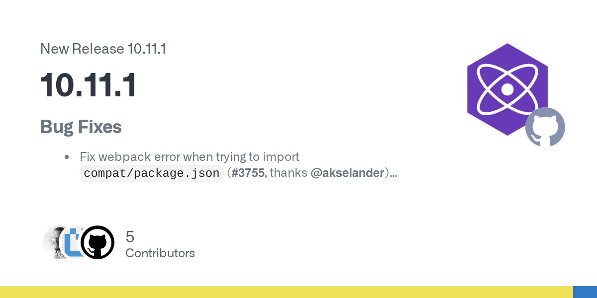 marvinhagemeist's tweet card. Bug Fixes Fix webpack error when trying to import compat/package.json (#3755, thanks @akselander) Fix nested fragments swapped incorrectly on conditional swap (#3738, thanks @JoviDeCroock) Avoid s...