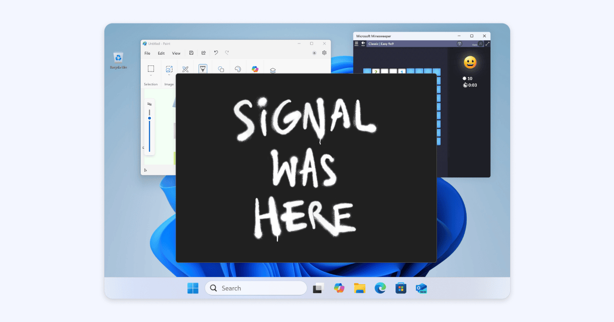 signalapp's tweet card. Signal Desktop now includes support for a new “Screen security” setting that is designed to help prevent your own computer from capturing screenshots of your Signal chats on Windows. This setting is...